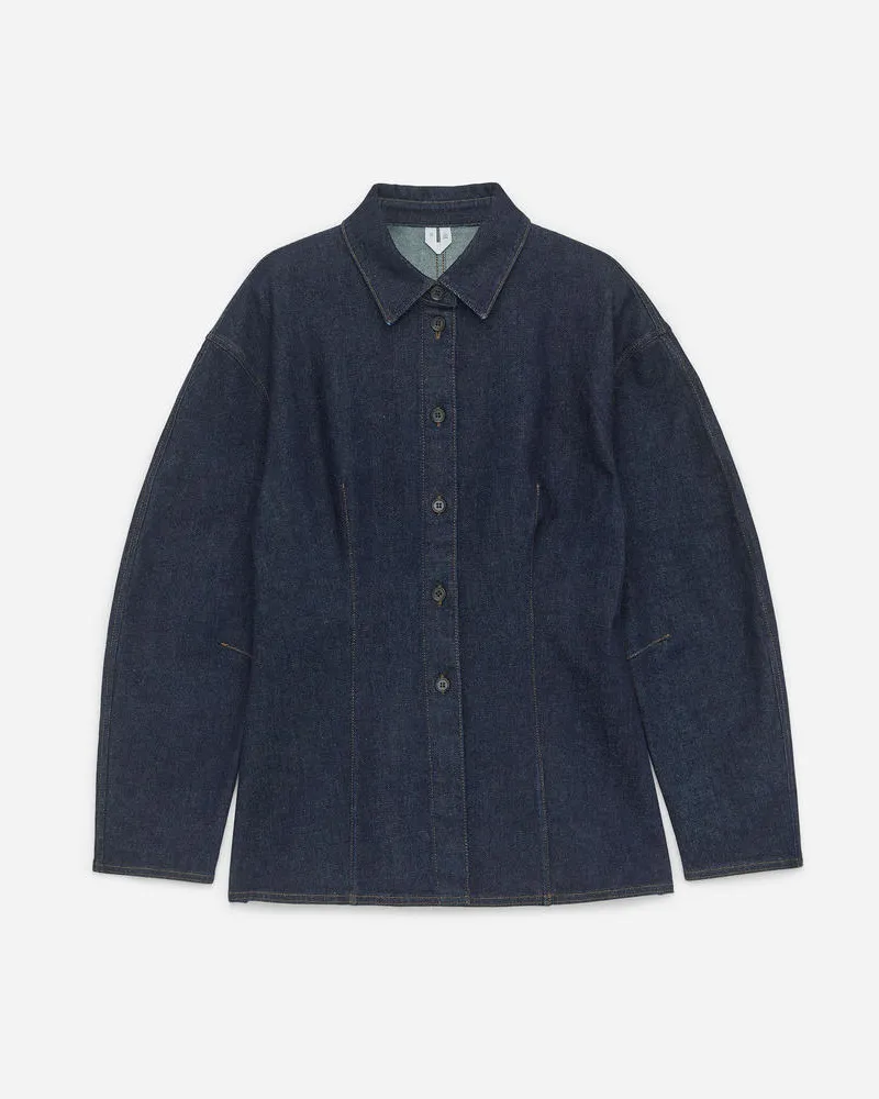 Arket Tailliertes Jeanshemd - Blau Dunkelblau