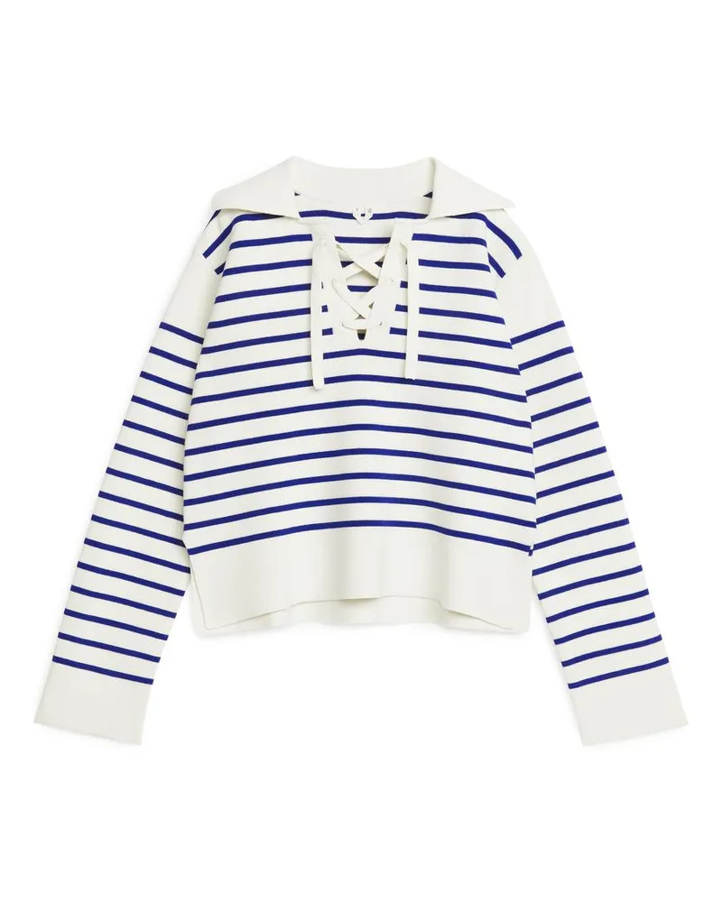 Arket Geschnürter Pullover - Blau|Mehrfarbig|Weiß Weiß