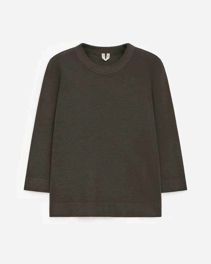 Arket Schmales Geripptes Shirt Mit 3/4-Ärmeln -Schwarz Schwarz