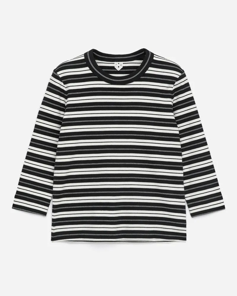 Arket Geripptes Oberteil -Schwarz Schwarz