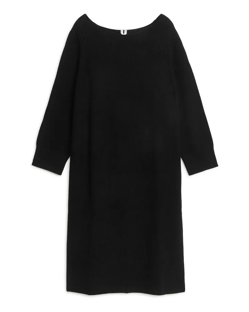 Arket Lockeres Wollkleid - Schwarz Schwarz