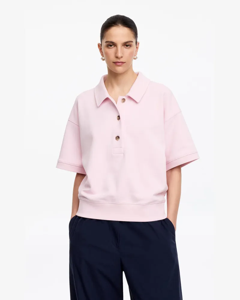 Arket Sweatshirt Aus French Terry Mit Polokragen -Rosa Rosa
