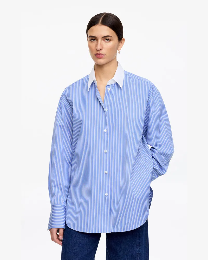 Arket Popeline-Hemd Mit Lockerer Passform -Blau Blau