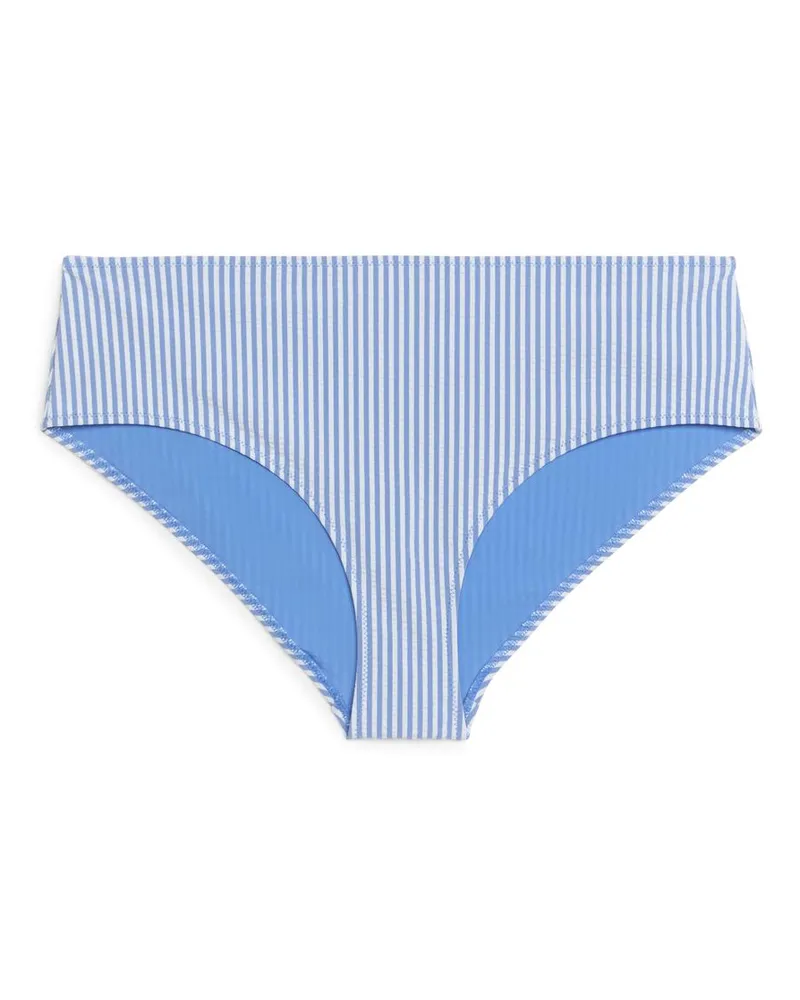 Arket Seersucker-Bikinihüfthose - Blau|Mehrfarbig|Weiß Blau