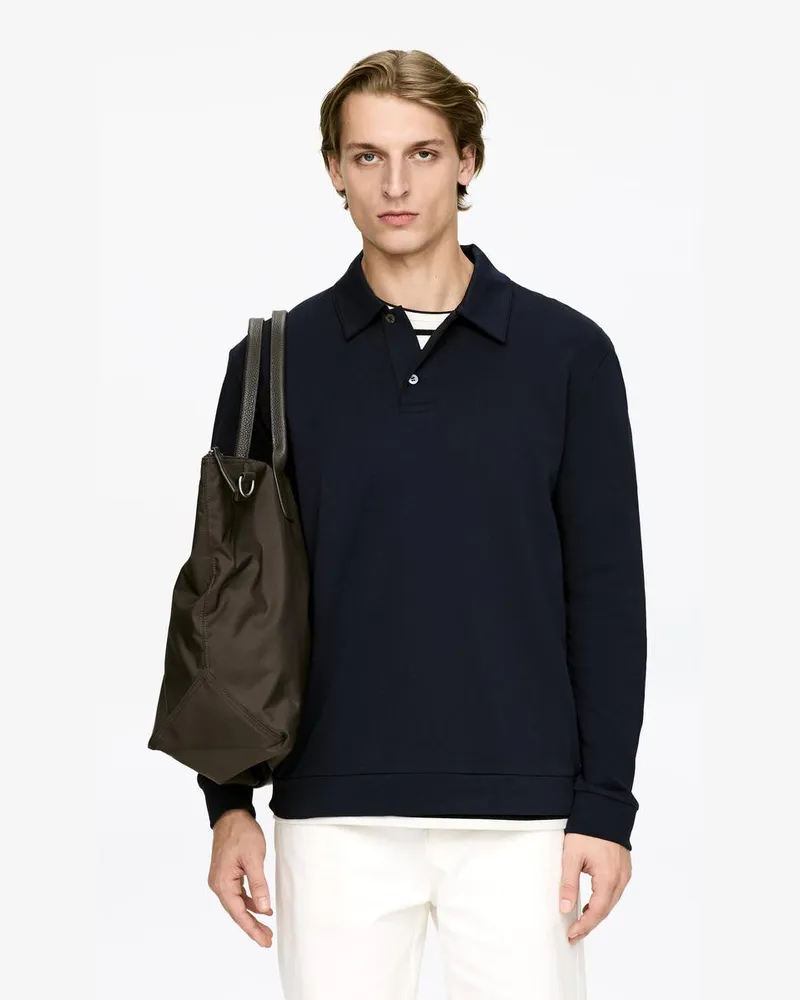 Arket Poloshirt Aus Baumwolle Und Lyocell -Blau Blau