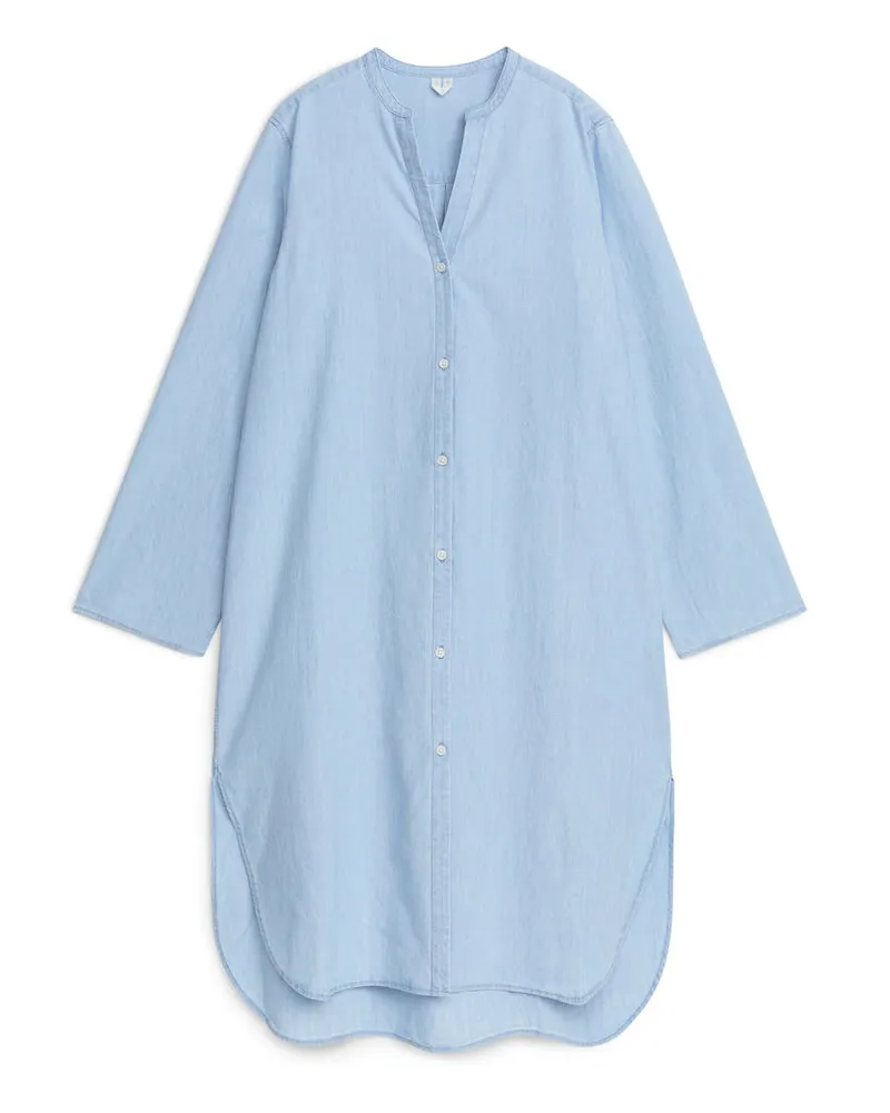 Arket Helles Denim-Hemdblusenkleid - Blau Blau