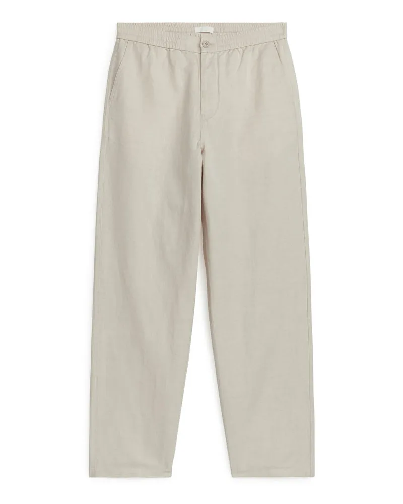 Arket Leinenhose Mit Tunnelzugbund -Grau Grau