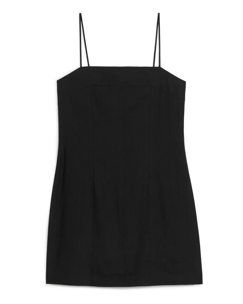 Arket Minikleid Aus Leinenmischung - Schwarz Schwarz