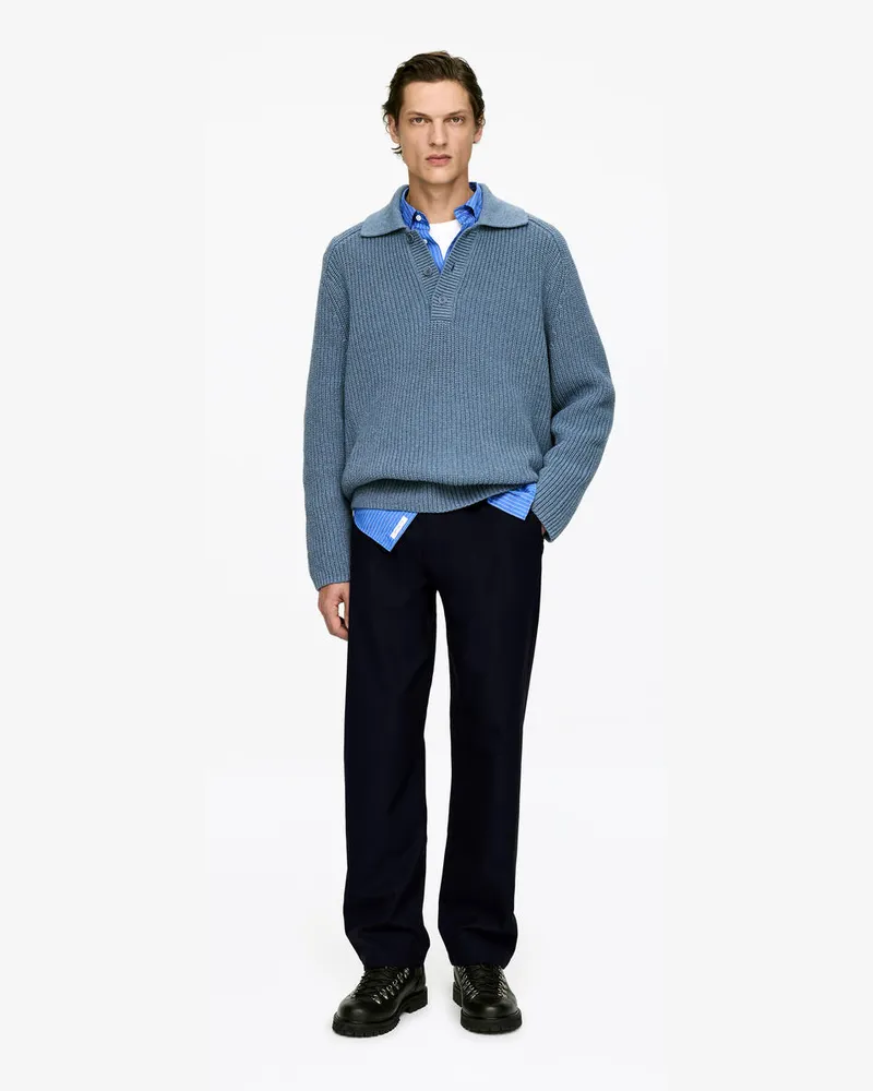 Arket Lockere Hose Aus Wolle Und Baumwolle -Blau Blau