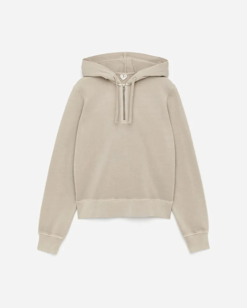 Arket Baumwoll-Kapuzenpullover Mit Kurzem Reißverschluss -Beige Beige