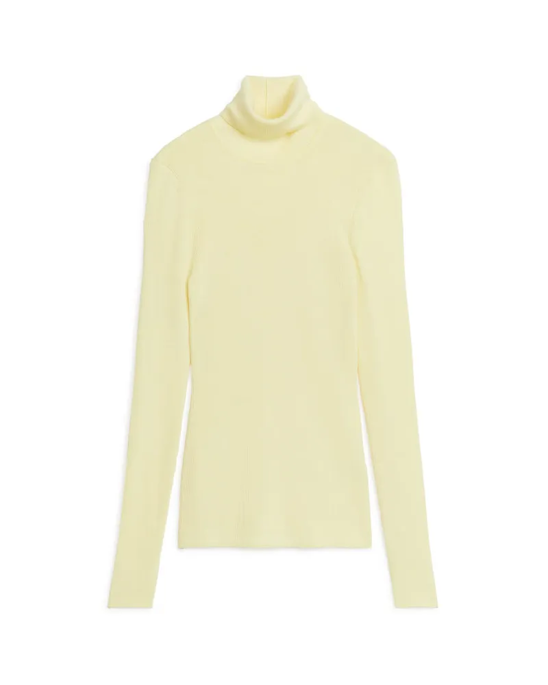 Arket Rollkragenpullover Aus Merinowolle - Gelb|Beige Blassgelb