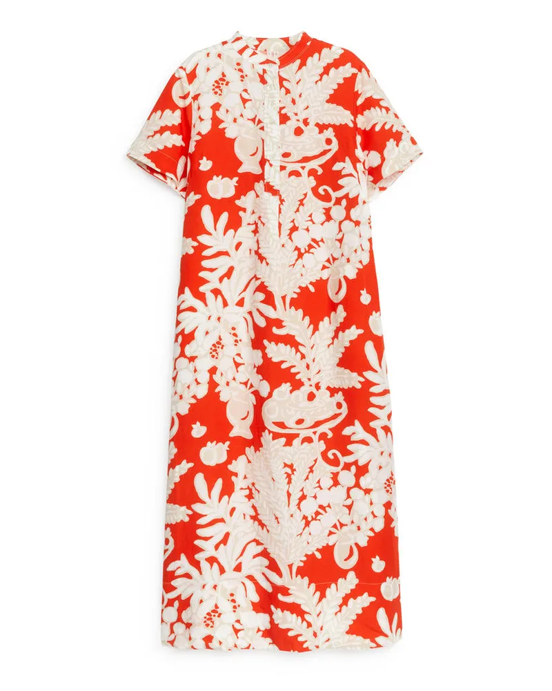 Arket Kurzärmliges Maxikleid - Rot|Weiß|Beige|Mehrfarbig Rot