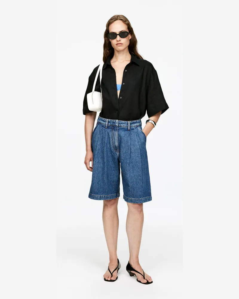Arket Jeansshorts Mit Bundfalten -Blau Blau