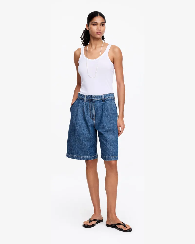 Arket Jeansshorts Mit Bundfalten -Blau Blau