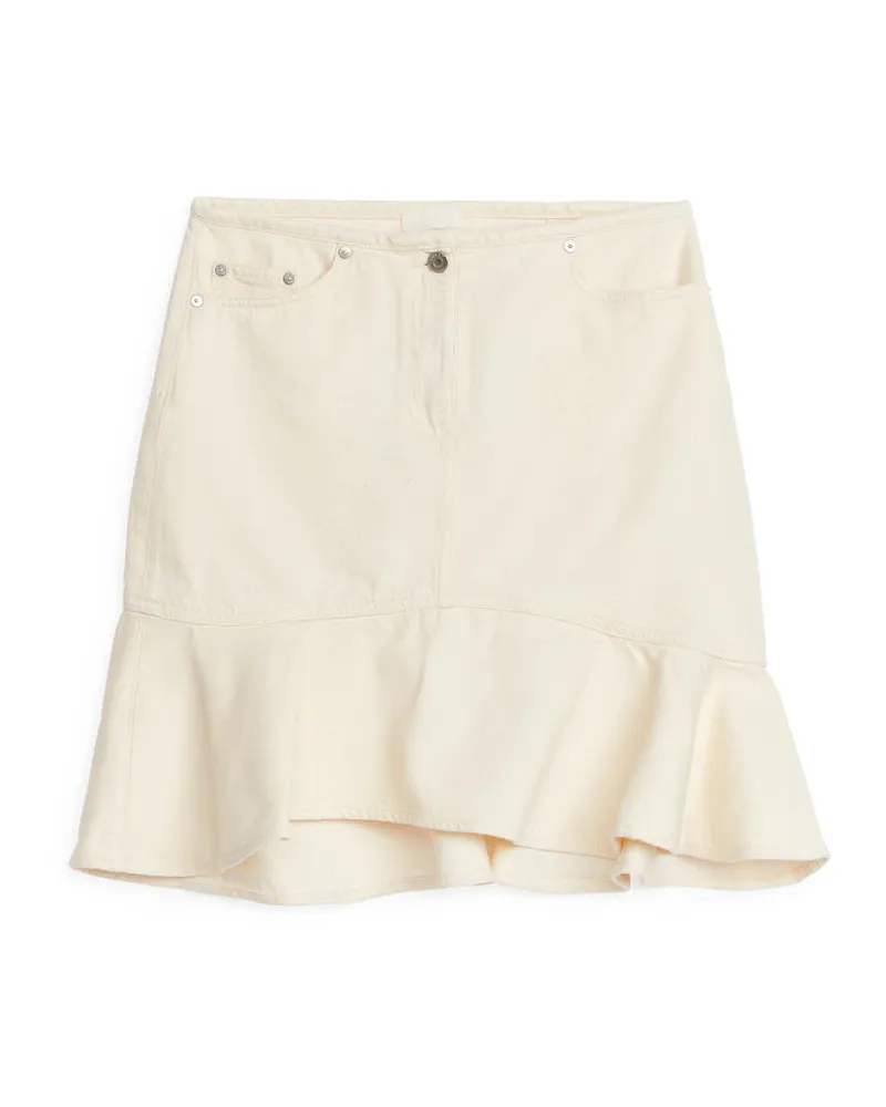 Arket Jeansrock Mit Schößchen - Weiß Cremeweiß