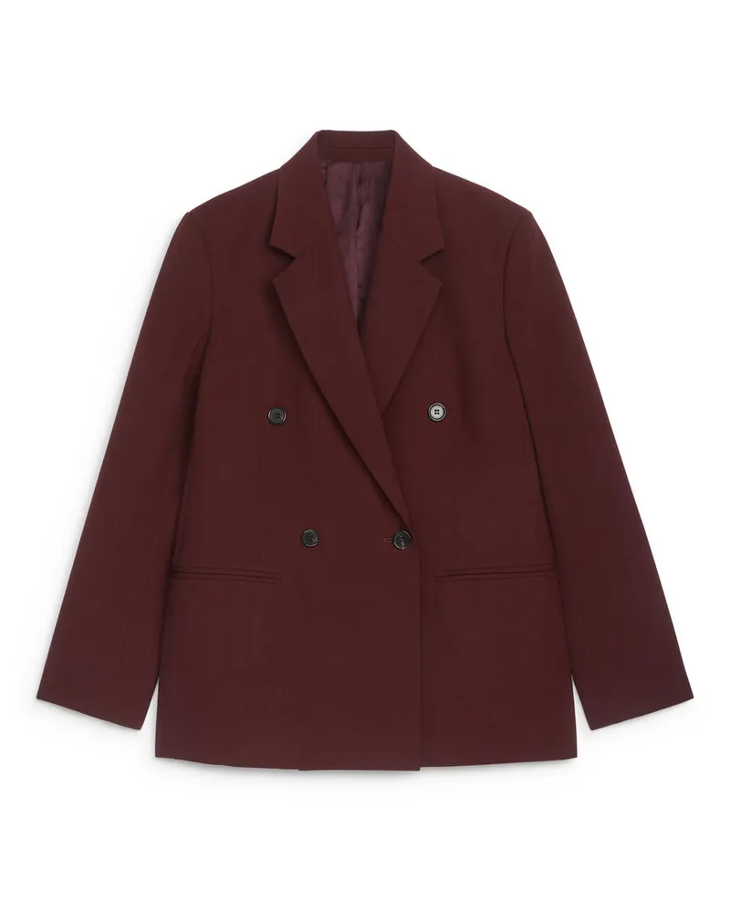 Arket Zweireihiger Blazer - Rot Dunkelrot