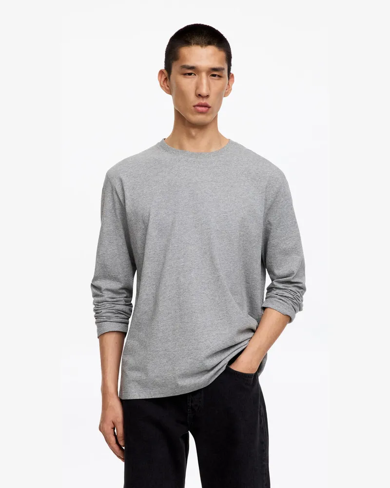 Arket Langarmshirt Mit Normaler Passform -Grau Grau