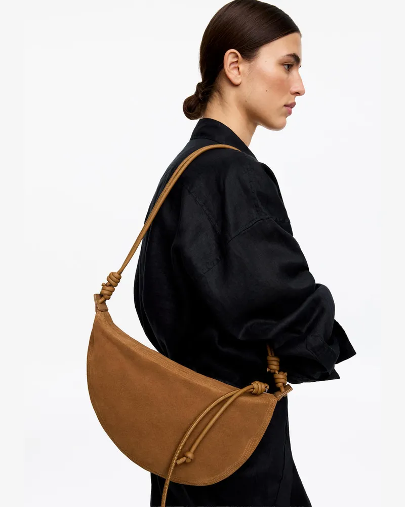 Arket Halbmondförmige Veloursledertasche -Braun Braun