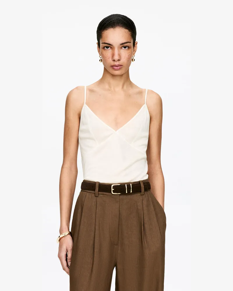 Arket Geripptes Trägertop Aus Seide -Weiß Weiß