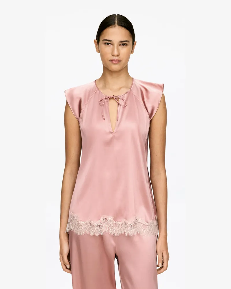 Arket Top Aus Seidenmischung Mit Spitze -Rosa Rosa