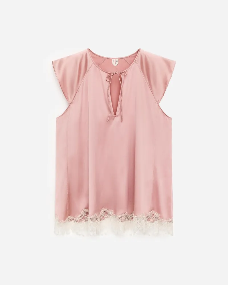 Arket Top Aus Seidenmischung Mit Spitze -Rosa Rosa