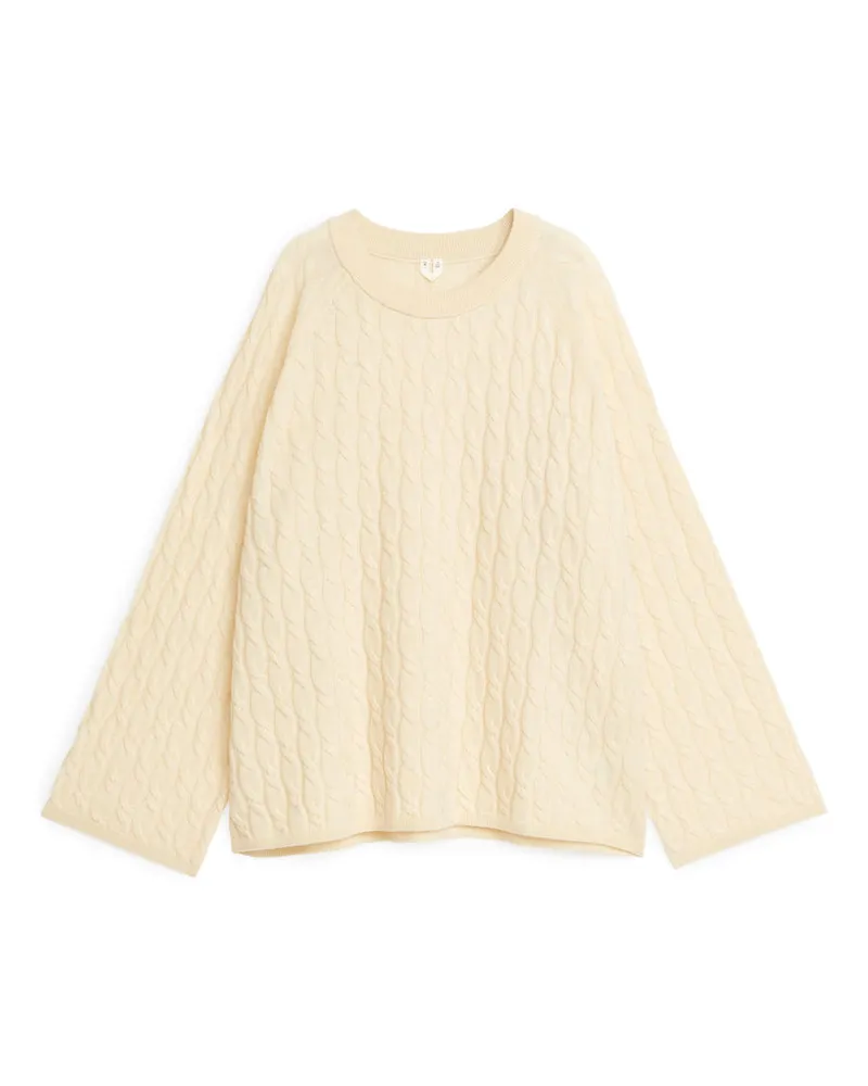 Arket Zopfstrickpullover Aus Kaschmir Und Wolle - Beige|Gelb Beige