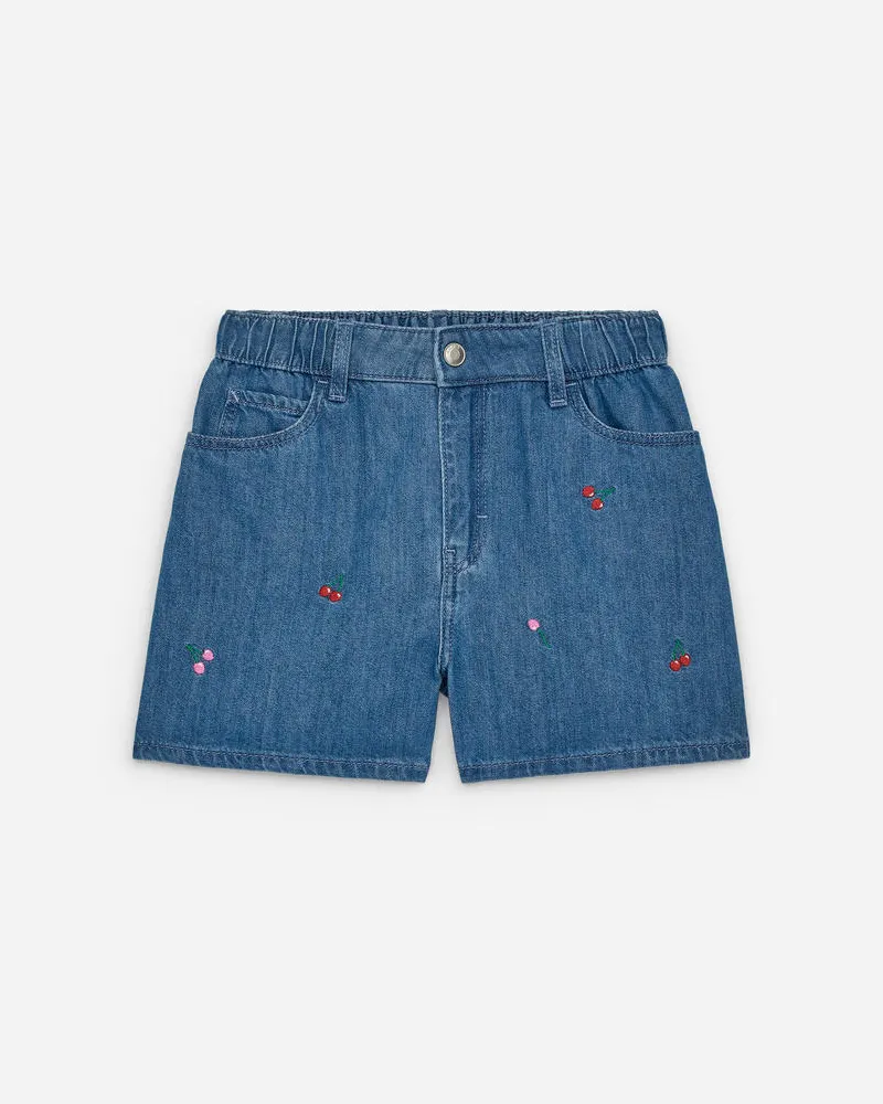 Arket Bestickte Jeansshorts - Blau|Mehrfarbig|Rot Blau