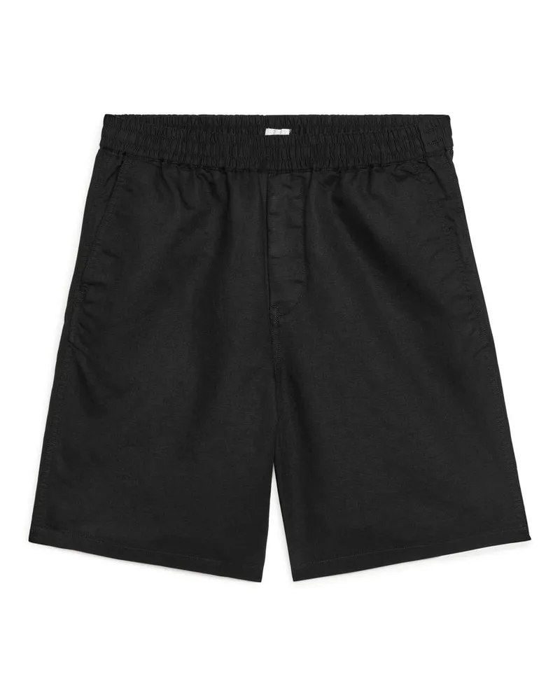 Arket Baumwoll-Leinen-Shorts Mit Schnürung - Schwarz Schwarz