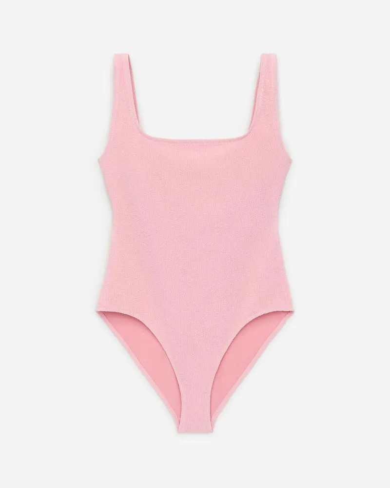 Arket Crinkle-Badeanzug Mit Karree-Ausschnitt - Rosa Rosa