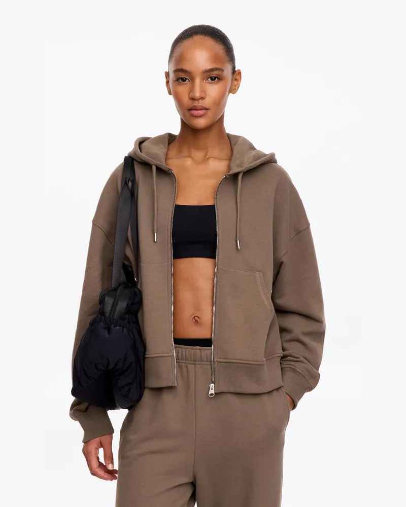 Arket French-Terry-Kapuzenjacke Mit Reißverschluss -Braun Braun