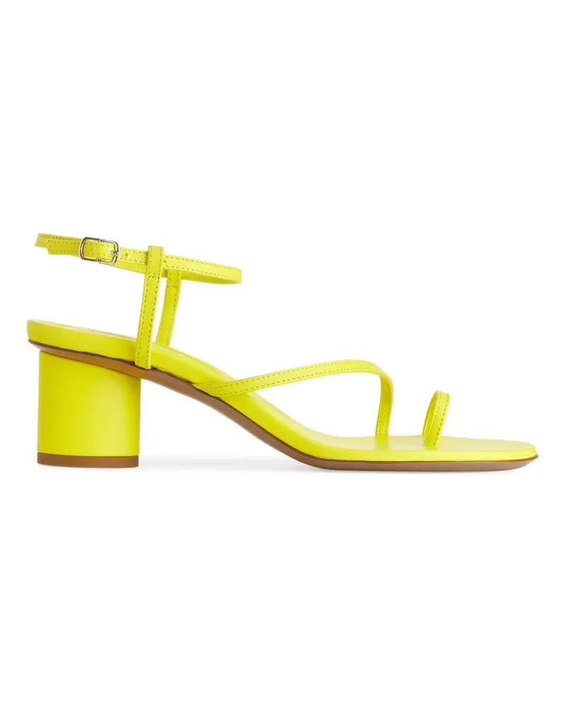 Arket Ledersandalen Mit Absatz - Gelb Neongelb