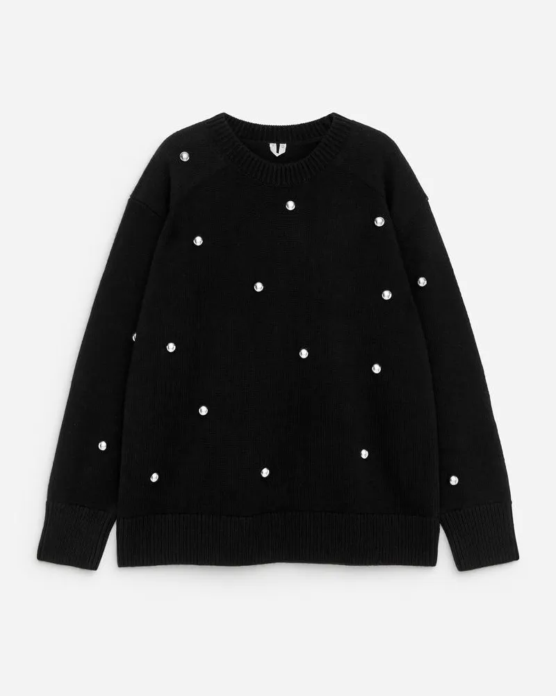 Arket Wollpullover Mit Nieten -Schwarz Schwarz