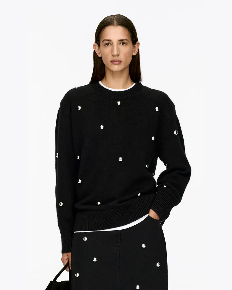 Arket Wollpullover Mit Nieten -Schwarz Schwarz