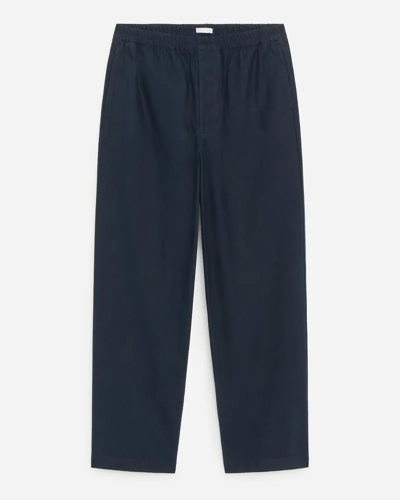Arket Weite Hose Aus Baumwolle Und Leinen -Blau Blau