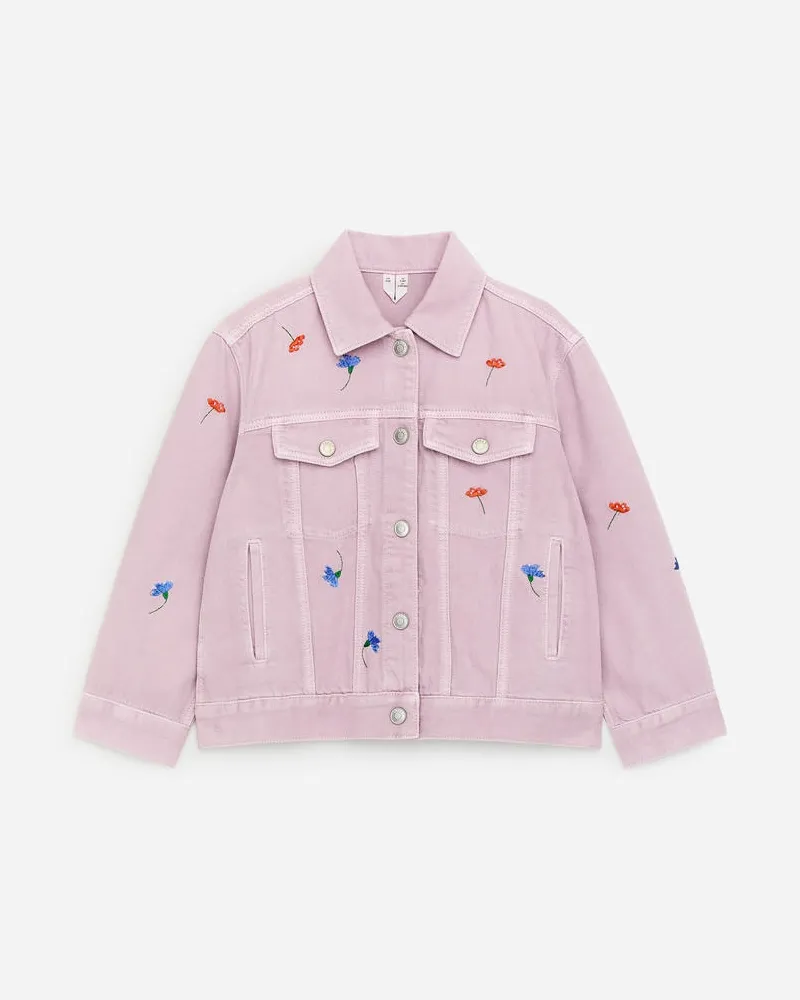 Arket Bestickte Jeansjacke -Rosa Rosa