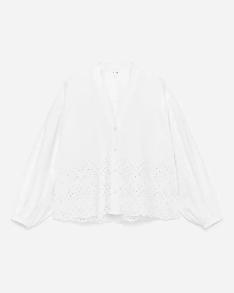 Arket Bluse Mit Lochstickerei -Weiß Weiß