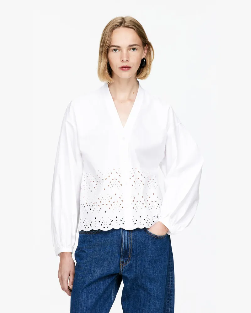 Arket Bluse Mit Lochstickerei -Weiß Weiß