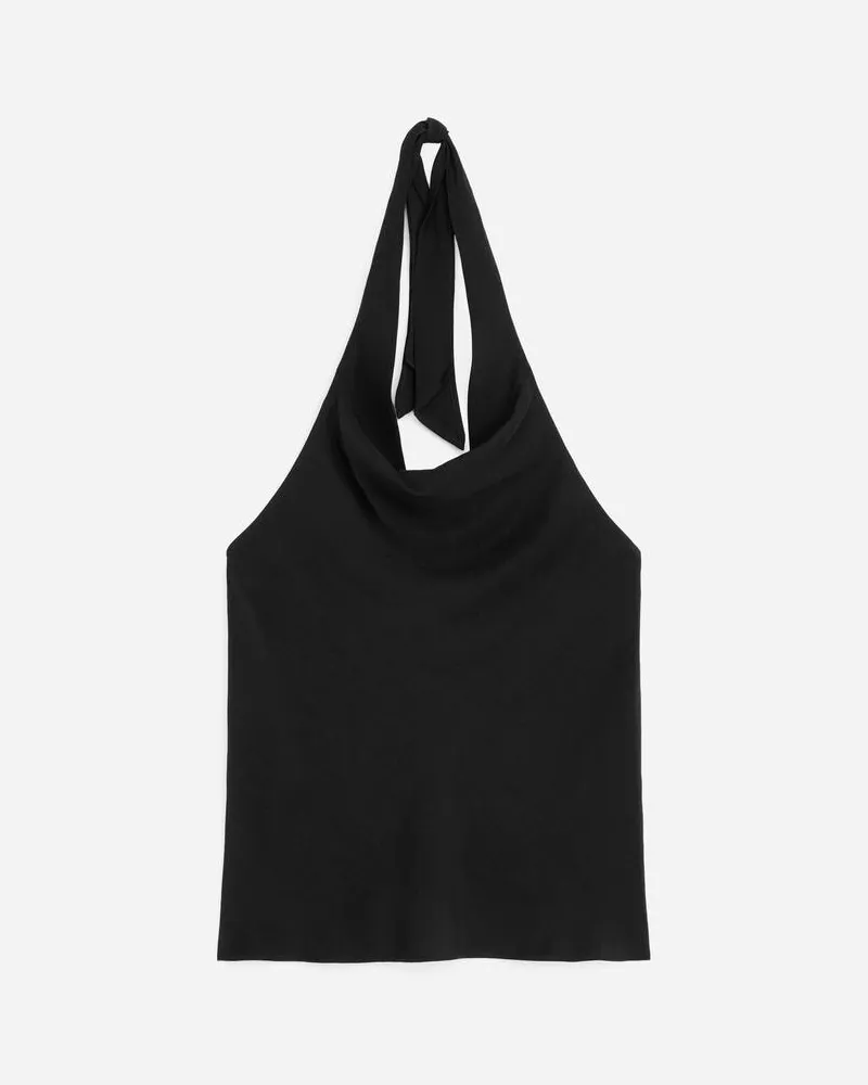 Arket Neckholder-Top Aus Leinenmischung -Schwarz Schwarz
