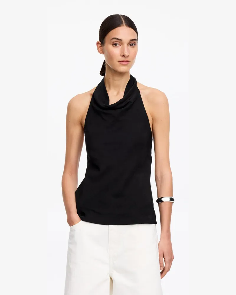 Arket Neckholder-Top Aus Leinenmischung -Schwarz Schwarz
