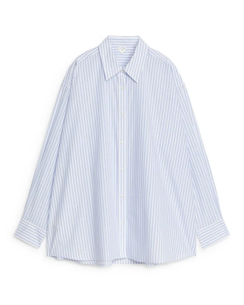 Arket Lockere Baumwollbluse - Blau|Weiß|Mehrfarbig Weiß