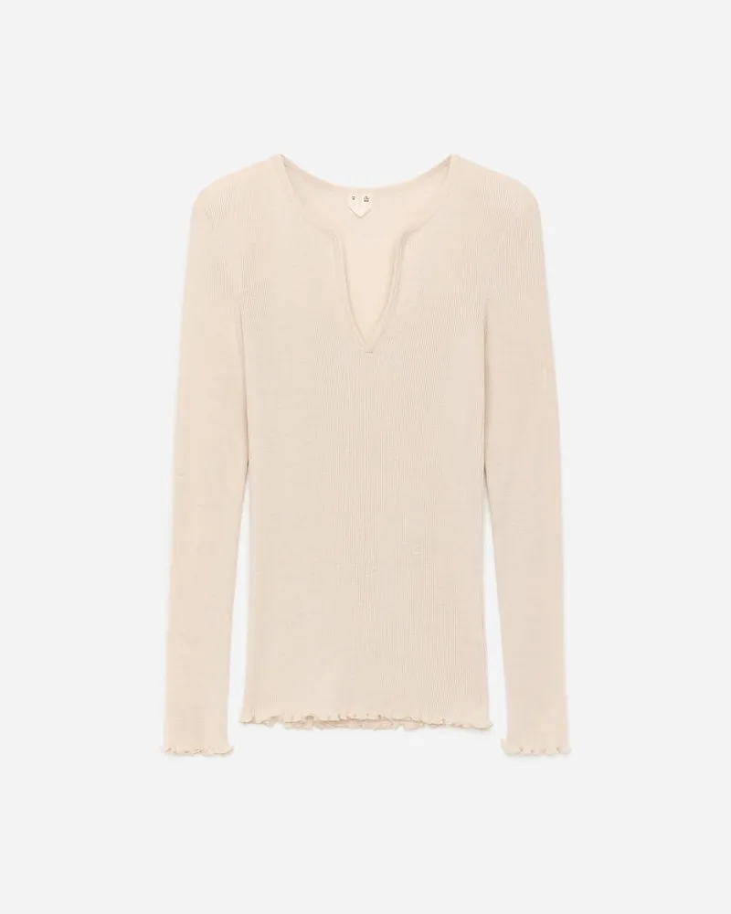 Arket Geripptes Oberteil Aus Wolle Und Seide -Weiß Weiß