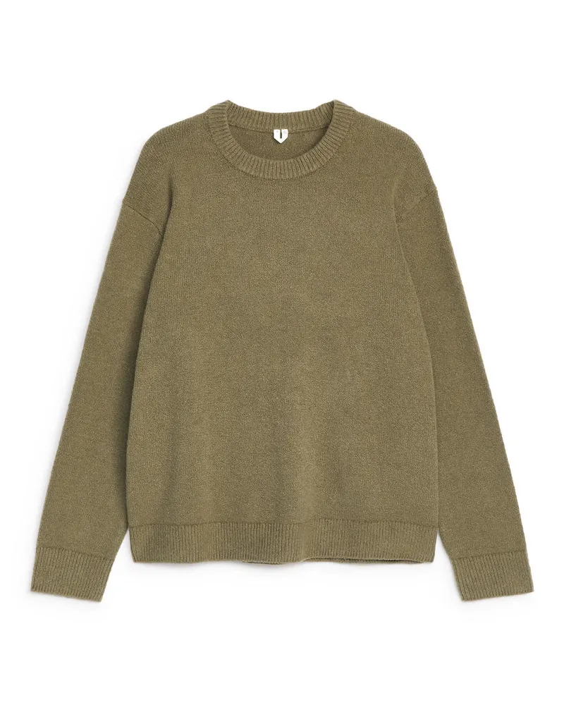 Arket Pullover Aus Baumwollmix - Grün Khaki