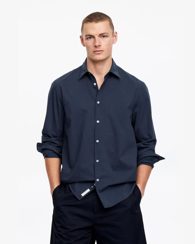 Arket Hemd Aus Baumwolle Und Lyocell -Blau Blau