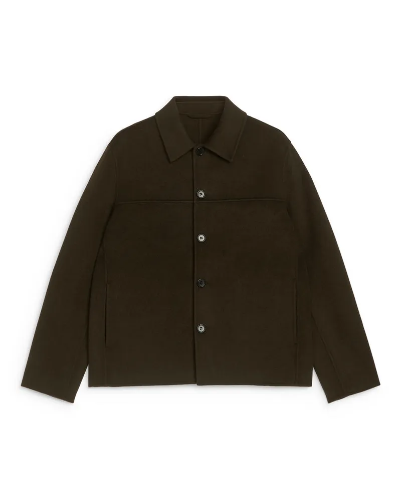 Arket Doubleface-Jacke Aus Wollmischung -Grün Grün