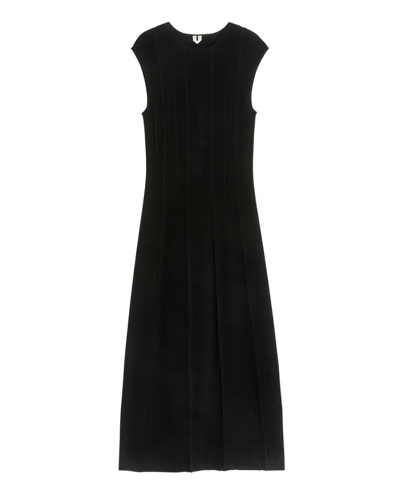 Arket Geripptes Kleid Mit Flügelärmeln - Schwarz Schwarz