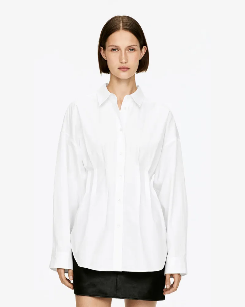 Arket Bluse Mit Falten -Weiß Weiß