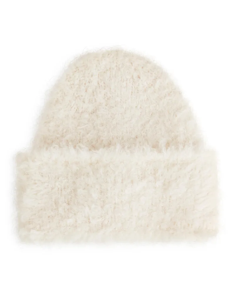 Arket Bouclé-Beanie Aus Wolle - Weiß Cremeweiß