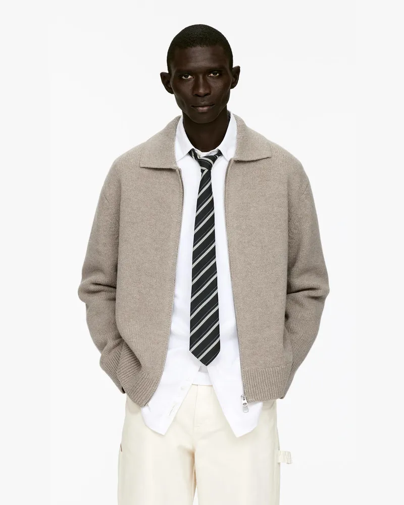 Arket Strickjacke Aus Wolle Mit Reißverschluss -Beige Beige