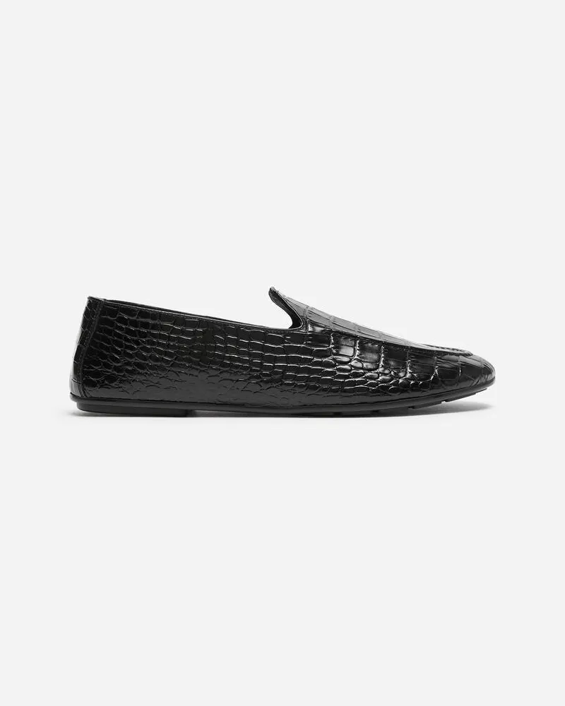 Arket Loafer Aus Leder Mit Krokodilprägung -Schwarz Schwarz