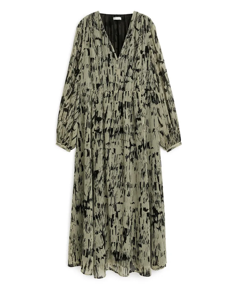 Arket Langärmliges Maxikleid - Beige|Schwarz|Mehrfarbig Schwarz